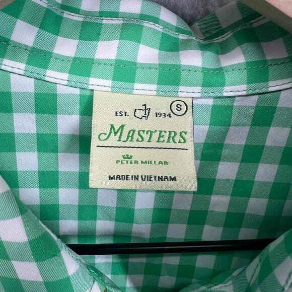 Peter Millar x The Masters Gingham Shirt Dress Women's Size S Roll Tab Golf EUC - Picture 2 of 11